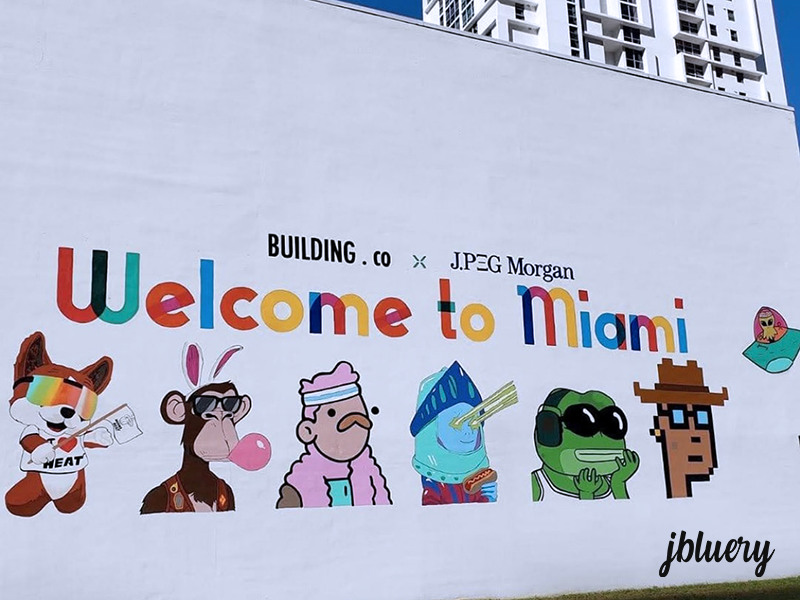 jbluery does mural for building co X JPEG Morgan for Art Basel 2021!